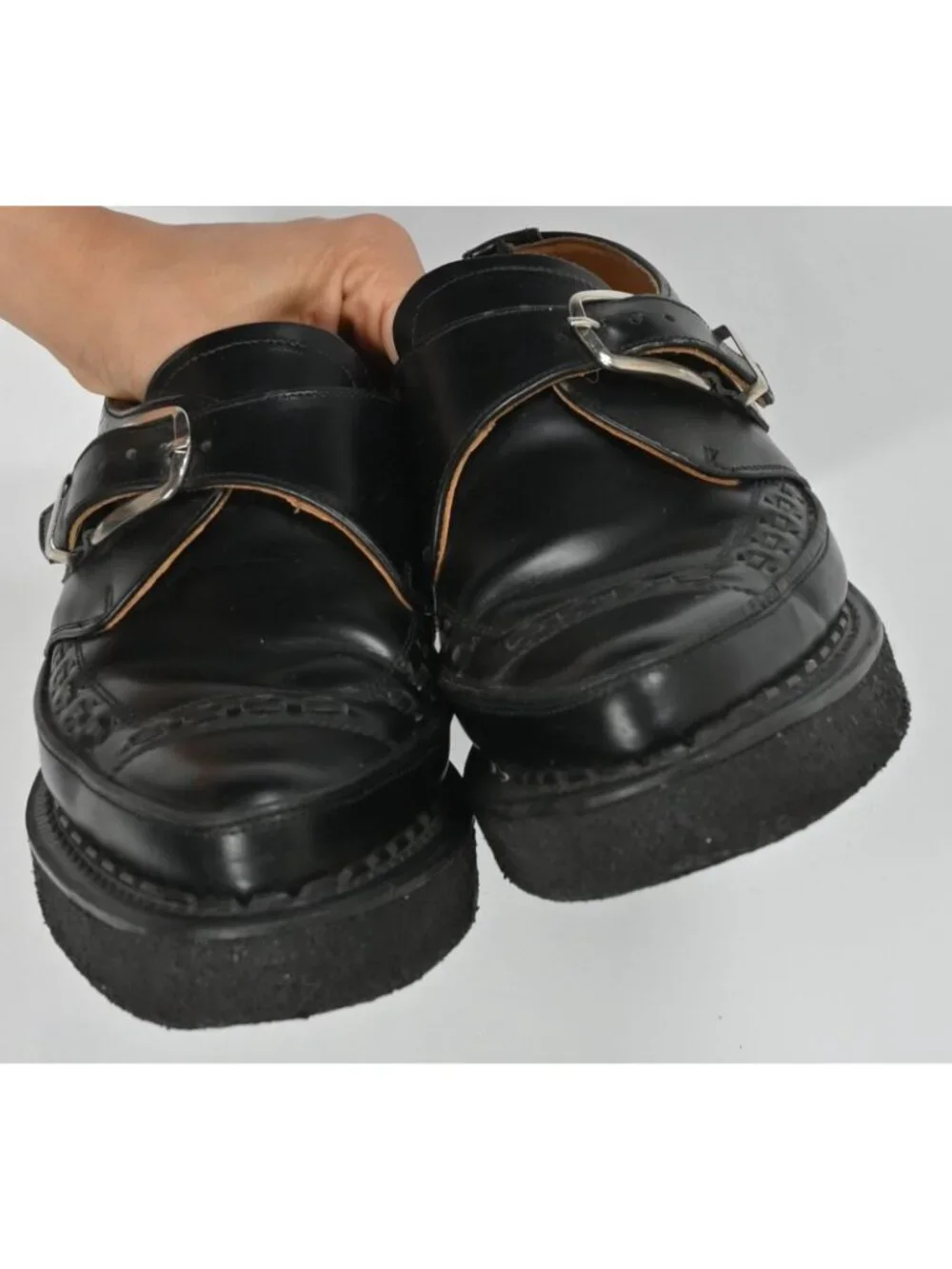 George Cox Black Diano Monkstrap Creeper Shoes 3976V in Black